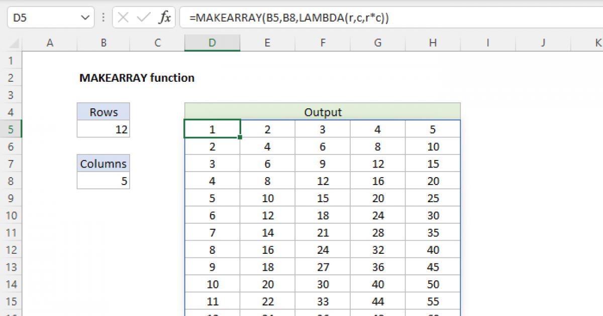 Excel MAKEARRAY function Exceljet